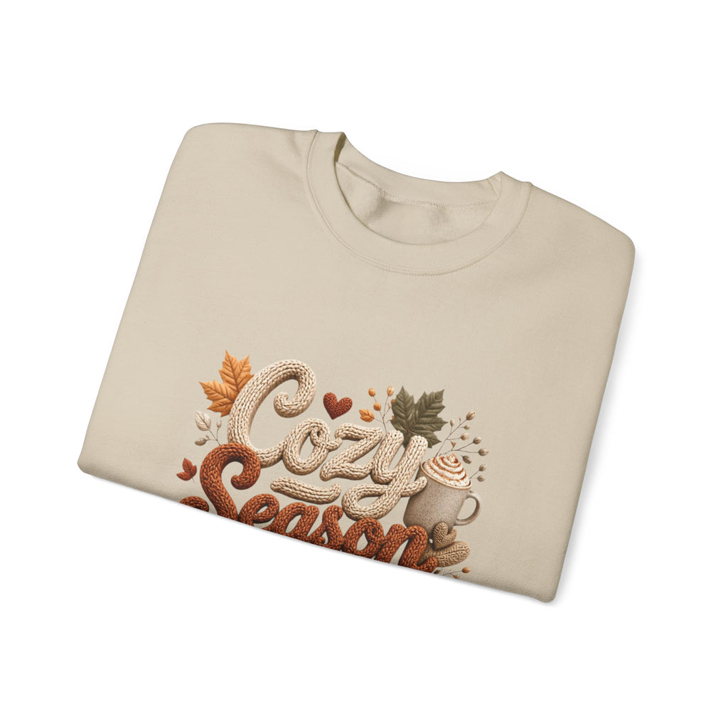 Cozy Season Fall Crewneck Sweatshirt – Pumpkin & Boots Graphic Sweater