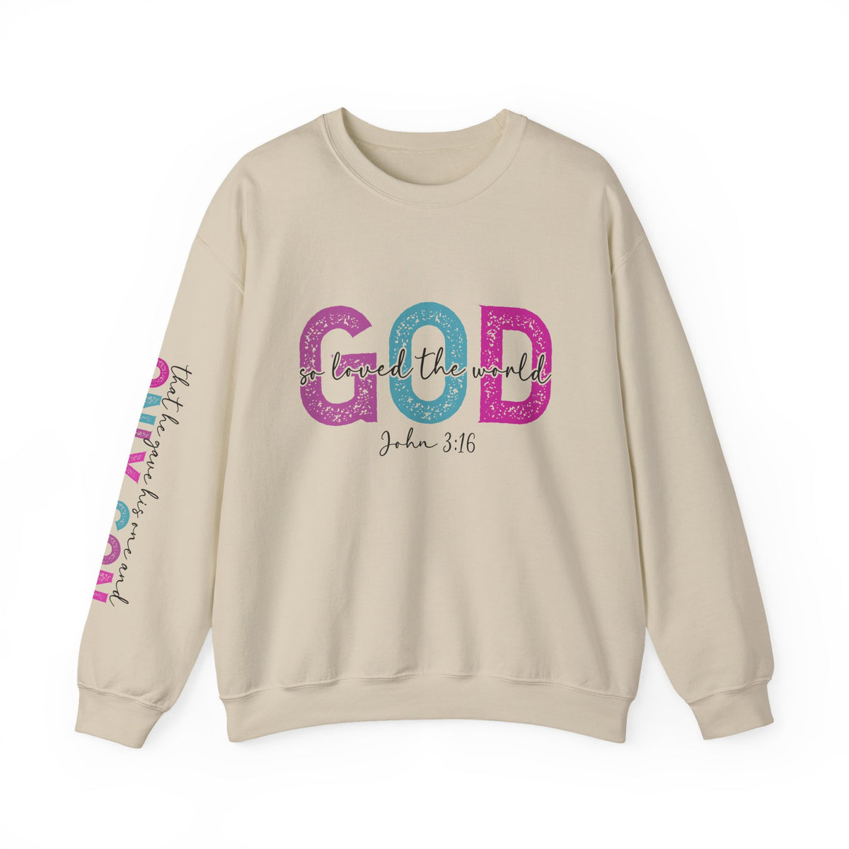 God So Loved the World Crewneck Sweatshirt — John 3:16 Christian Sweatshirt for Women
