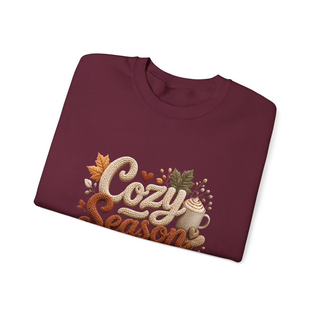 Cozy Season Fall Crewneck Sweatshirt – Pumpkin & Boots Graphic Sweater