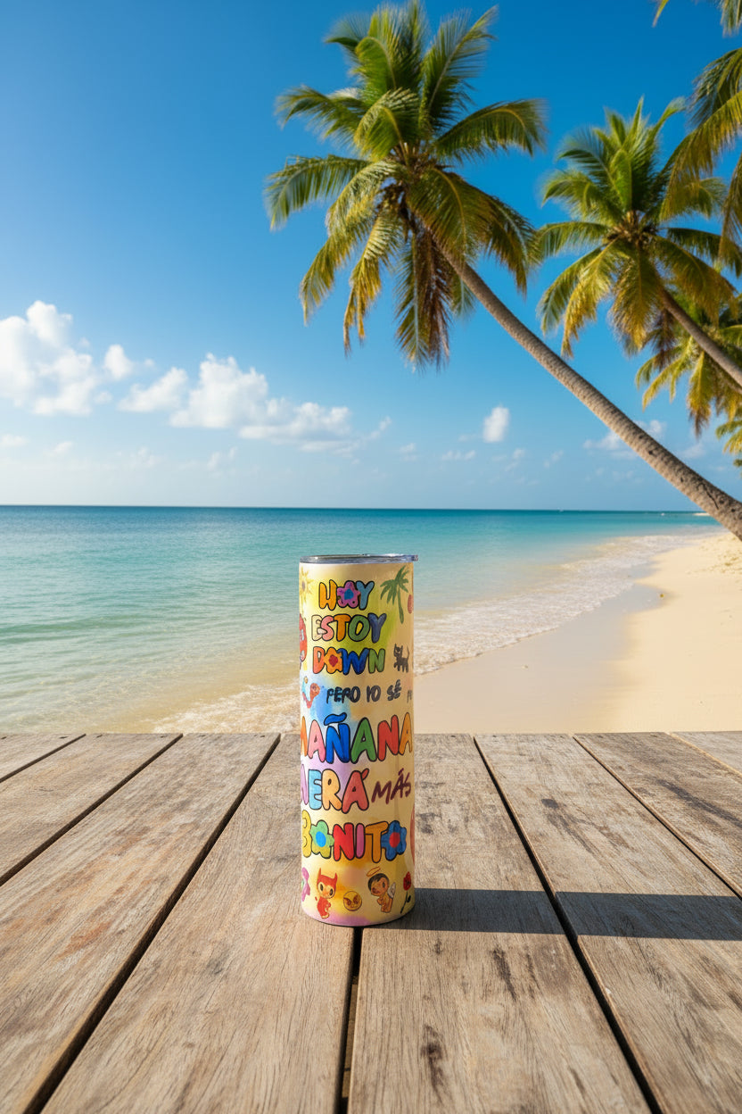 Mañana Será Bonito Inspired Skinny Tumbler — Gift for Reggaeton Fans — Latina Music Lover Cup