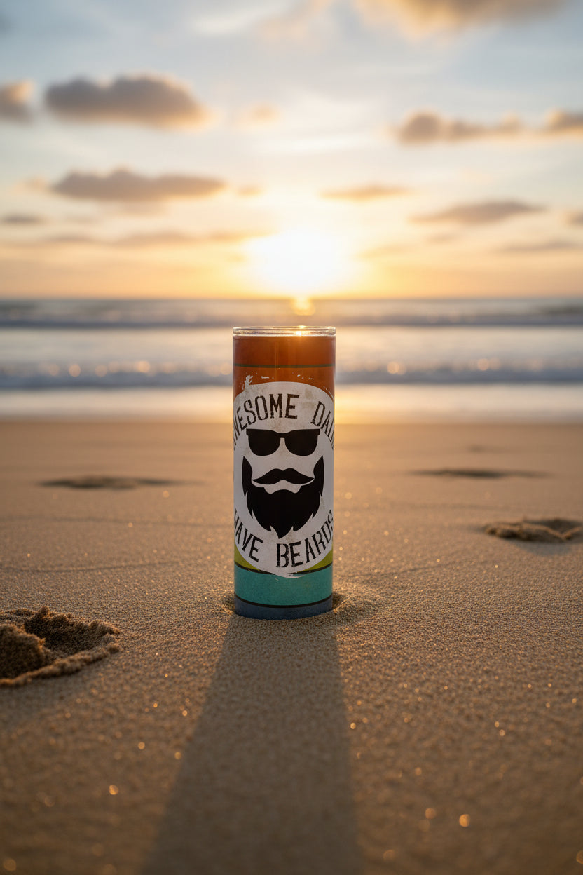 Awesome Dads Have Beards Skinny Tumbler — Funny Father's Day Gift — Bearded Dad Coffee Cup