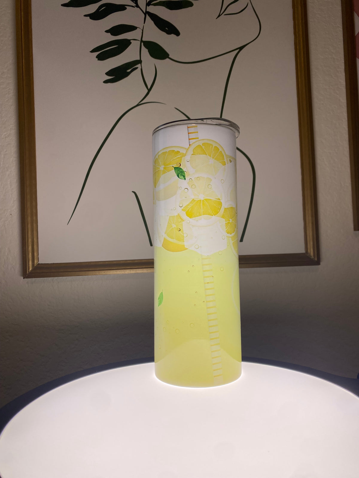 Lemonade Iced Drink Skinny Tumbler — Realistic Lemon Juice Travel Cup — Summer Citrus Gift