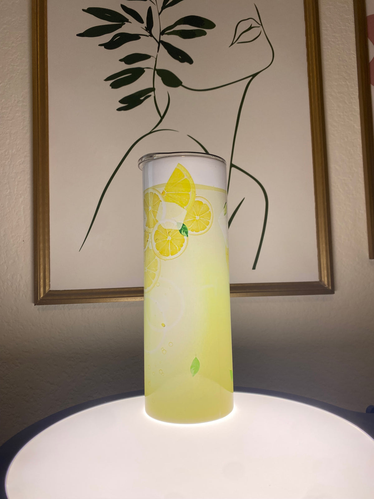 Lemonade Iced Drink Skinny Tumbler — Realistic Lemon Juice Travel Cup — Summer Citrus Gift