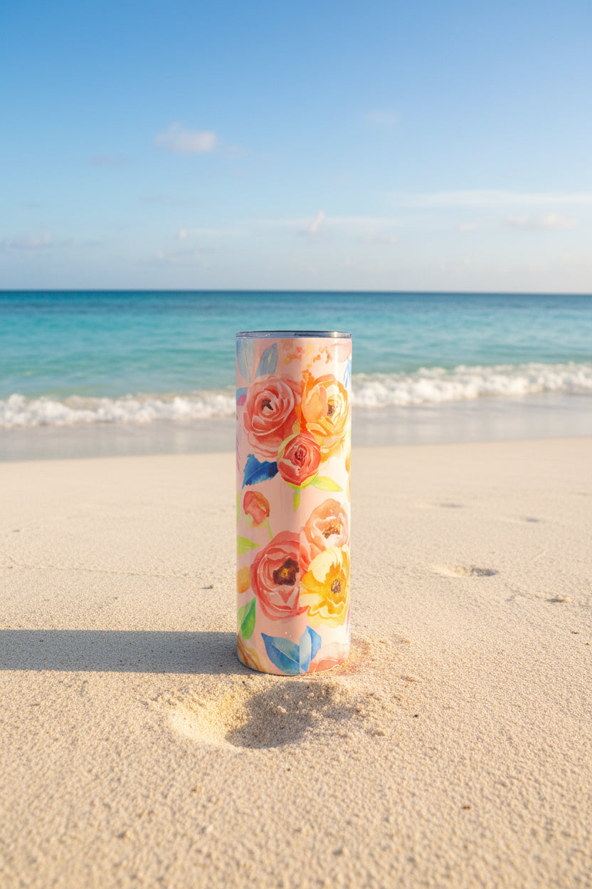 Mama Floral Skinny Tumbler — Colorful Rose Garden Mom Gift — Mother's Day Travel Cup