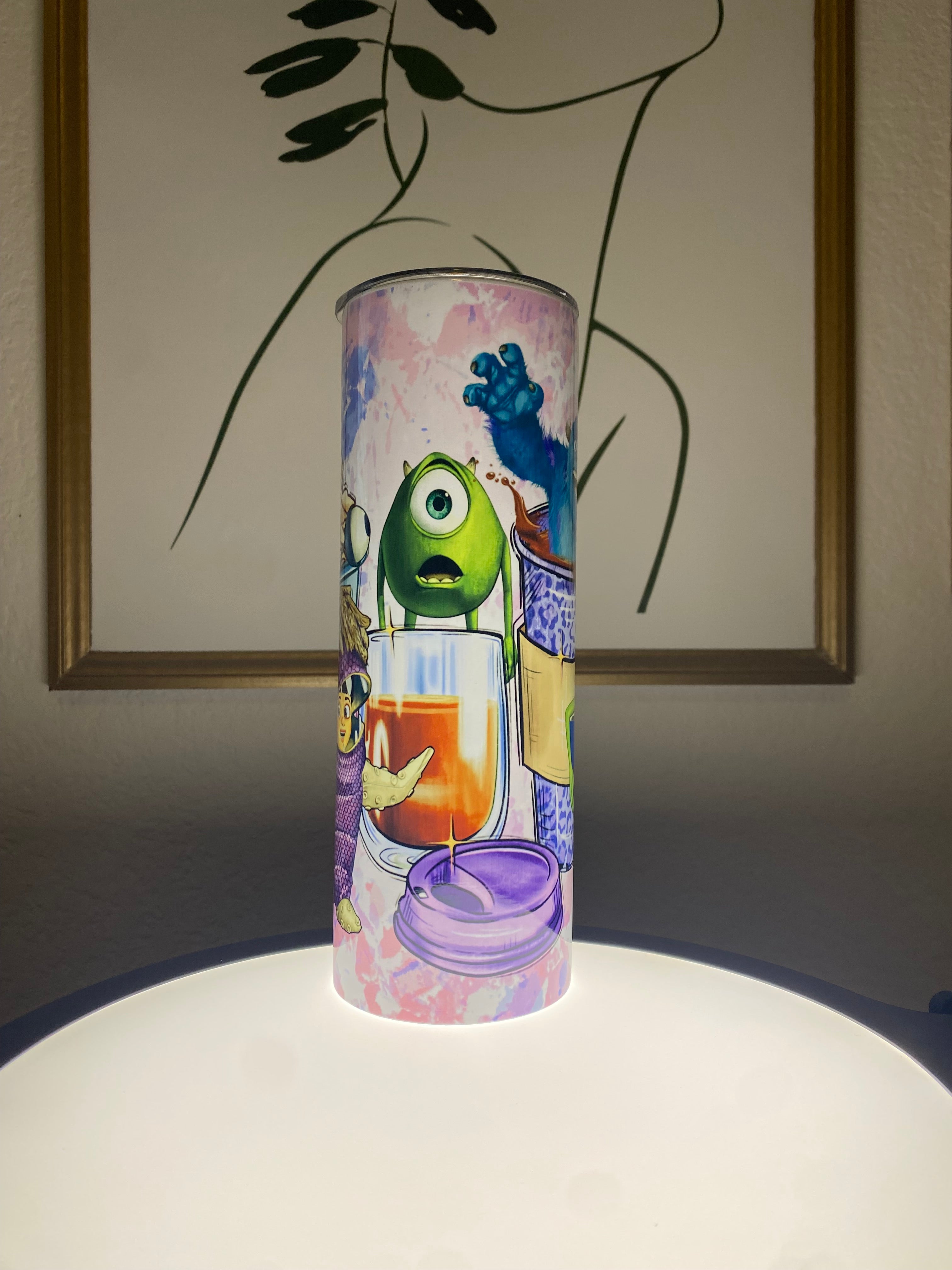 Monster Inc Inspired Coffee Skinny Tumbler — Funny Cartoon Coffee Lover Gift — Quirky Kawaii Travel Cup