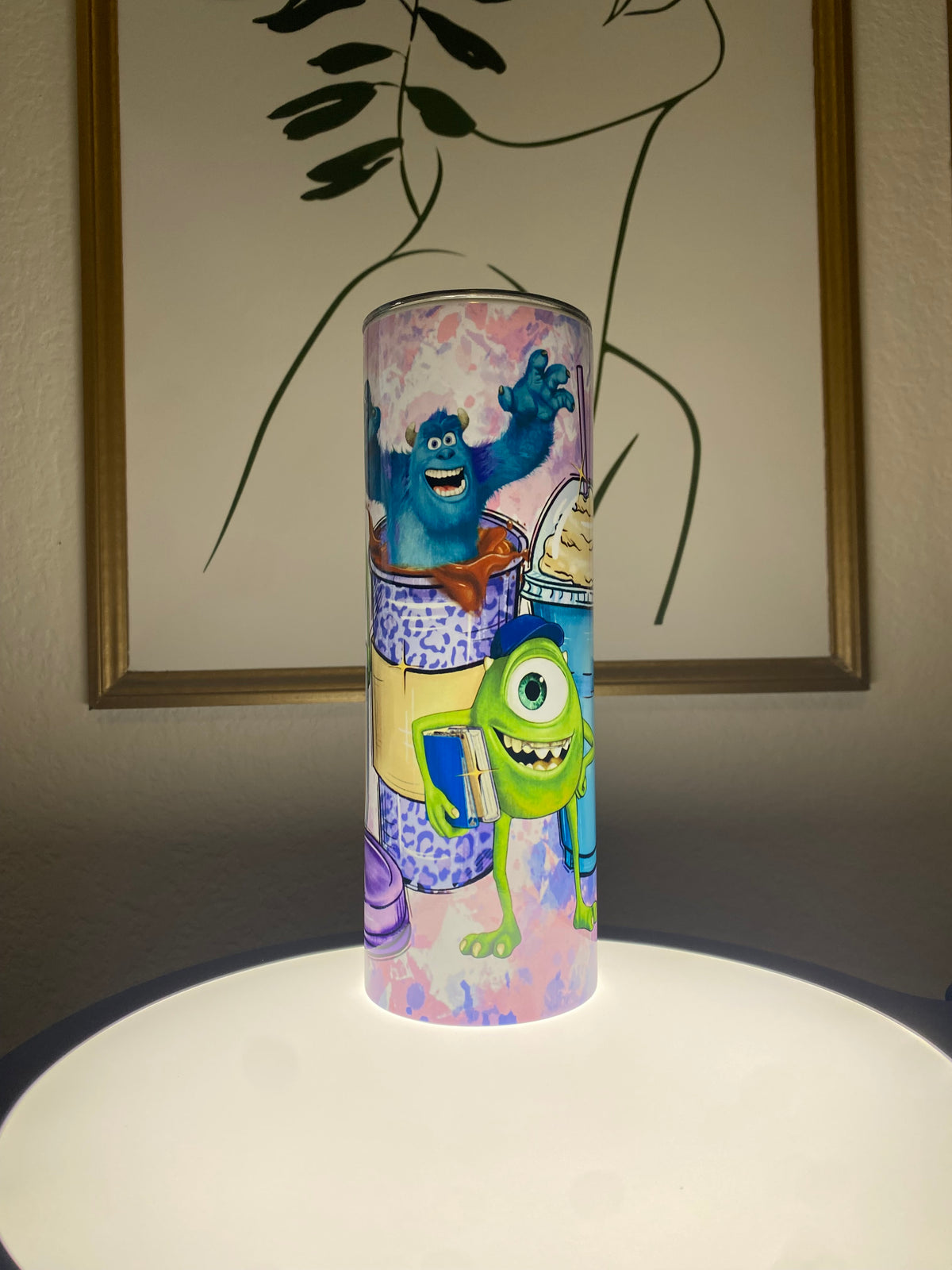 Monster Inc Inspired Coffee Skinny Tumbler — Funny Cartoon Coffee Lover Gift — Quirky Kawaii Travel Cup